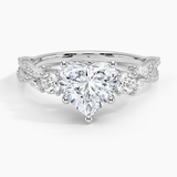 Luxe Willow Three Stone Diamond Engagement Ring with a Heart cut diamond in white gold — top view