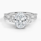 Luxe Willow Three Stone Diamond Engagement Ring with a Oval cut diamond in white gold — top view