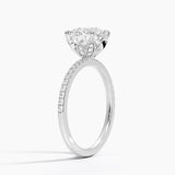Luxe Petal Diamond Engagement Ring with a Round cut diamond in white gold — side view