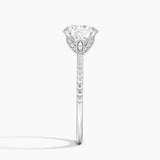 Luxe Petal Diamond Engagement Ring with a Round cut diamond in white gold — profile view