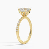 Luxe Petal Diamond Engagement Ring with a Round cut diamond in yellow gold — side view