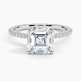 Luxe Petal Diamond Engagement Ring with a Asscher cut diamond in white gold — top view