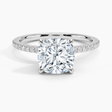 Luxe Petal Diamond Engagement Ring with a Cushion cut diamond in white gold — top view