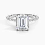 Luxe Petal Diamond Engagement Ring with a Emerald cut diamond in white gold — top view