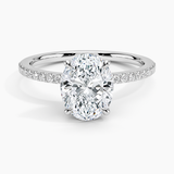 Luxe Petal Diamond Engagement Ring with a Oval cut diamond in white gold — top view