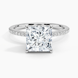Luxe Petal Diamond Engagement Ring with a Princess cut diamond in white gold — top view