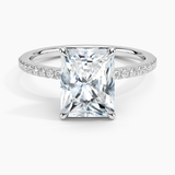 Luxe Petal Diamond Engagement Ring with a Radiant cut diamond in white gold — top view