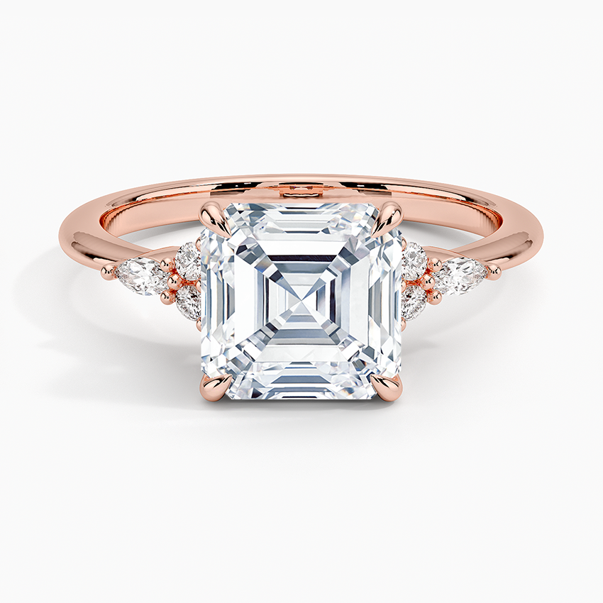 Nadia Diamond Engagement Ring with a Asscher cut diamond in rose gold — top view