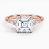Nadia Diamond Engagement Ring with a Asscher cut diamond in rose gold — top view