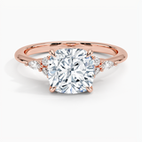 Nadia Diamond Engagement Ring with a Cushion cut diamond in rose gold — top view