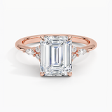Nadia Diamond Engagement Ring with a Emerald cut diamond in rose gold — top view