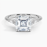 Nadia Diamond Engagement Ring with a Asscher cut diamond in white gold — top view