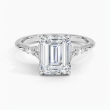 Nadia Diamond Engagement Ring with a Emerald cut diamond in white gold — top view
