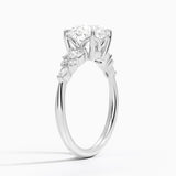 Nadia Three Stone Diamond Engagement Ring with a Round cut diamond in white gold — side view