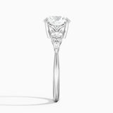 Nadia Three Stone Diamond Engagement Ring with a Round cut diamond in white gold — profile view