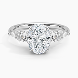 Nadia Three Stone Diamond Engagement Ring with a Oval cut diamond in white gold — top view