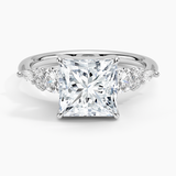 Nadia Three Stone Diamond Engagement Ring with a Princess cut diamond in white gold — top view
