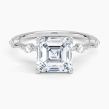 Aimee Diamond Engagement Ring with a Asscher cut diamond in white gold — top view