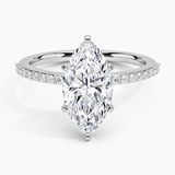 Delicate Shared Prong Diamond Engagement Ring with a Marquise cut diamond in white gold — top view
