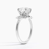 Luxe Fiore Diamond Engagement Ring with a Round cut diamond in white gold — side view