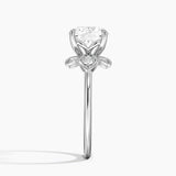 Luxe Fiore Diamond Engagement Ring with a Round cut diamond in white gold — profile view