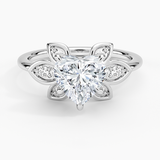 Luxe Fiore Diamond Engagement Ring with a Heart cut diamond in white gold — top view