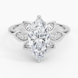 Luxe Fiore Diamond Engagement Ring with a Marquise cut diamond in white gold — top view