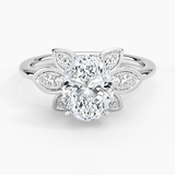 Luxe Fiore Diamond Engagement Ring with a Oval cut diamond in white gold — top view