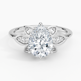 Luxe Fiore Diamond Engagement Ring with a Pear cut diamond in white gold — top view