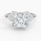 Luxe Fiore Diamond Engagement Ring with a Princess cut diamond in white gold — top view