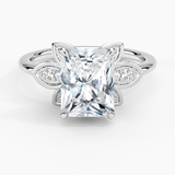 Luxe Fiore Diamond Engagement Ring with a Radiant cut diamond in white gold — top view