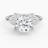 Luxe Fiore Diamond Engagement Ring with a Round cut diamond in white gold — top view
