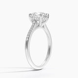 Lissome Half-Coverage Diamond Engagement Ring with a Round cut diamond in white gold — side view
