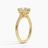 Lissome Half-Coverage Diamond Engagement Ring with a Round cut diamond in yellow gold — side view