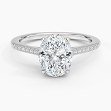 Lissome Half-Coverage Diamond Engagement Ring with a Oval cut diamond in white gold — top view