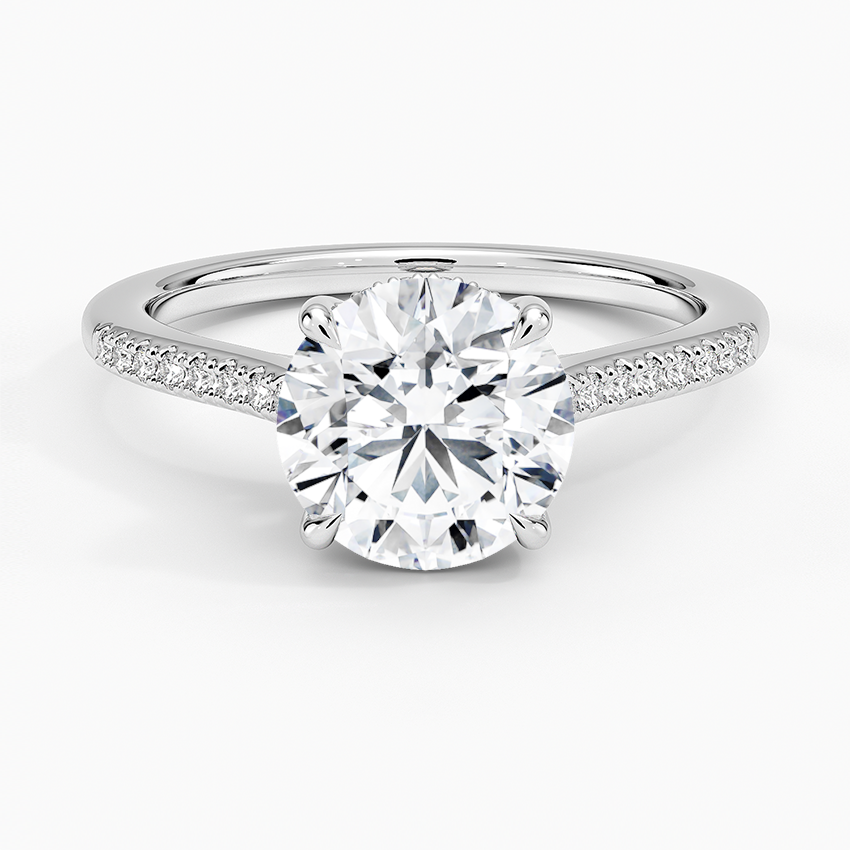 Lissome Half-Coverage Diamond Engagement Ring with a Round cut diamond in white gold — top view