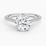 Lissome Half-Coverage Diamond Engagement Ring with a Round cut diamond in white gold — top view
