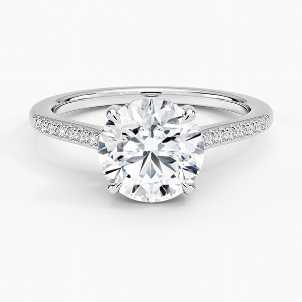 Lissome Half-Coverage Diamond Engagement Ring with a Round cut diamond in white gold — top view