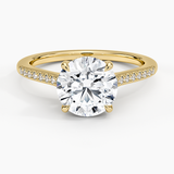 Lissome Half-Coverage Diamond Engagement Ring with a Round cut diamond in yellow gold — top view
