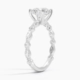 Versailles Three-Quarter Coverage Diamond Engagement Ring with a Round cut diamond in white gold — side view