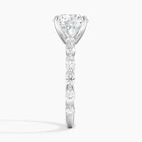 Versailles Three-Quarter Coverage Diamond Engagement Ring with a Round cut diamond in white gold — profile view