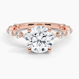 Versailles Three-Quarter Coverage Diamond Engagement Ring with a Round cut diamond in rose gold — top view