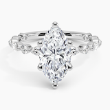 Versailles Three-Quarter Coverage Diamond Engagement Ring with a Marquise cut diamond in white gold — top view
