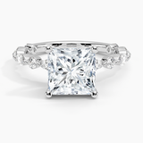 Versailles Three-Quarter Coverage Diamond Engagement Ring with a Princess cut diamond in white gold — top view