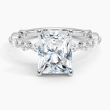 Versailles Three-Quarter Coverage Diamond Engagement Ring with a Radiant cut diamond in white gold — top view
