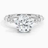 Versailles Three-Quarter Coverage Diamond Engagement Ring with a Round cut diamond in white gold — top view