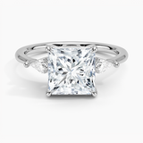 Cometa Three Stone Diamond Engagement Ring with a Princess cut diamond in white gold — top view