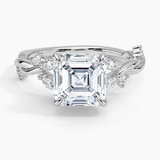 Azalea Twist Diamond Engagement Ring with a Asscher cut diamond in white gold — top view