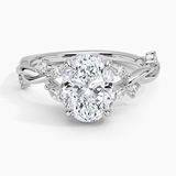 Azalea Twist Diamond Engagement Ring with a Oval cut diamond in white gold — top view