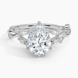 Azalea Twist Diamond Engagement Ring with a Pear cut diamond in white gold — top view